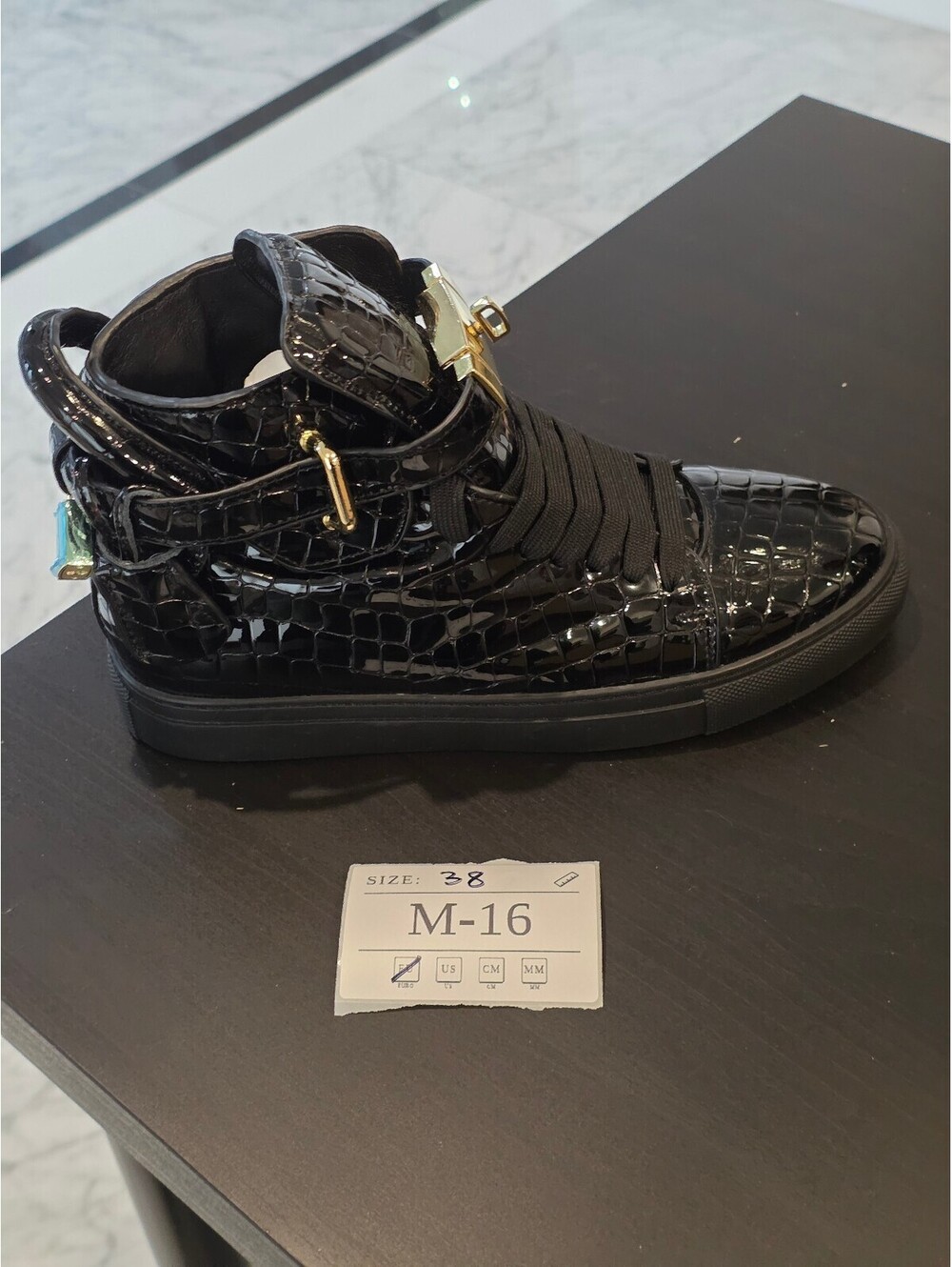 Men's Black Croc-Embossed High-Top Sneakers